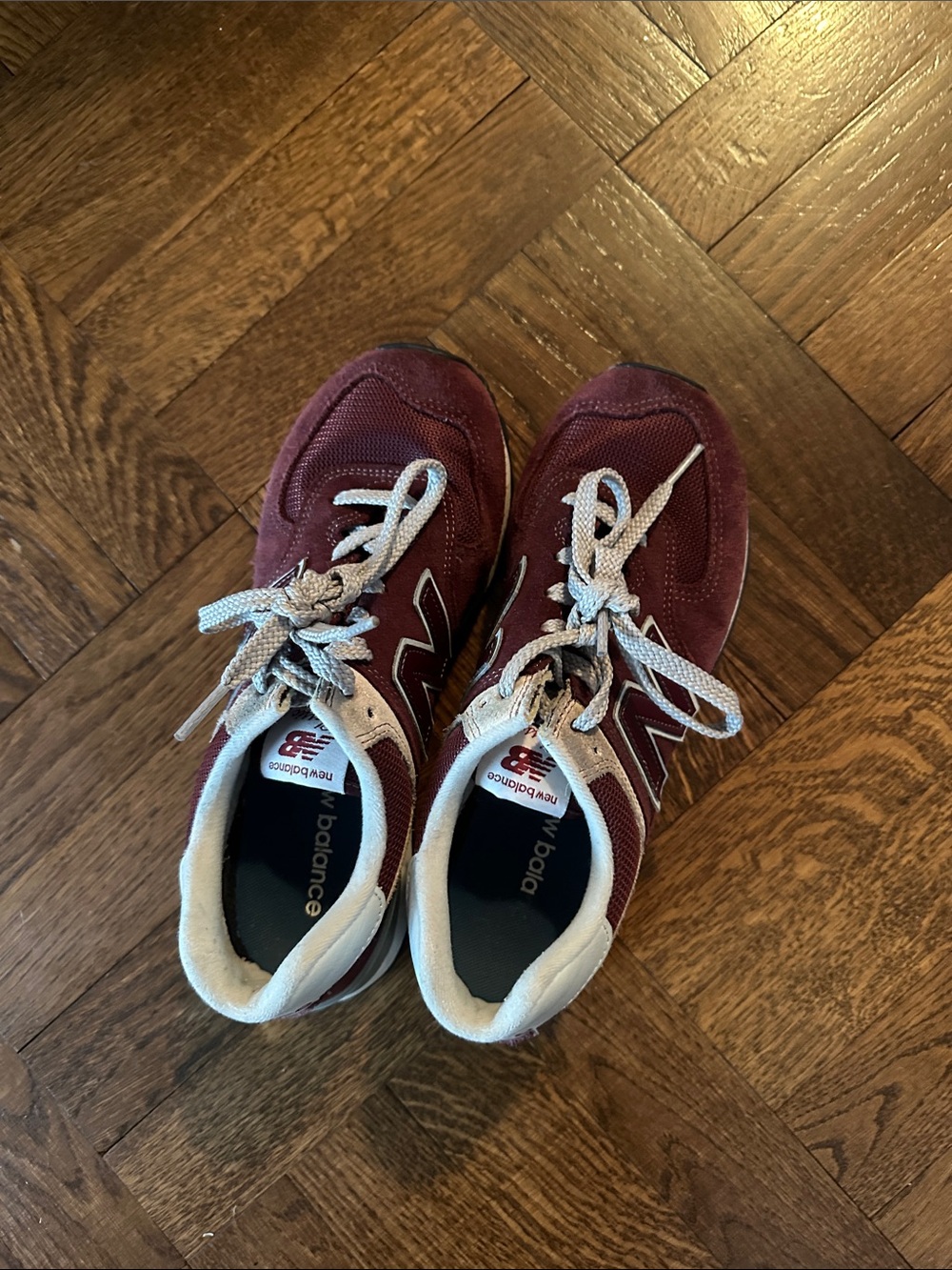 New Balance 574 Burgundy and White Sneaker